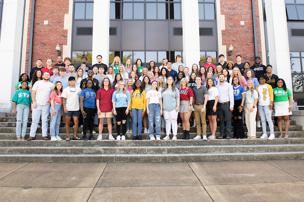 Greek students on Angle Hall steps
